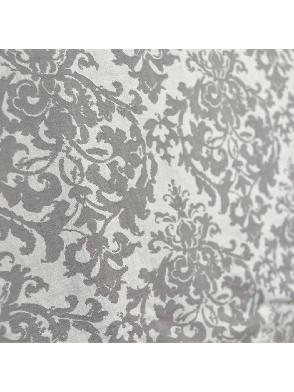 Pottery Barn Jacquard Medallion Cotton Linen Queen Duvet Cover Gray Taupe Scroll